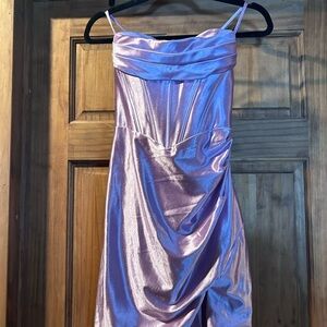 Elegant Lilac Satin mini Dress